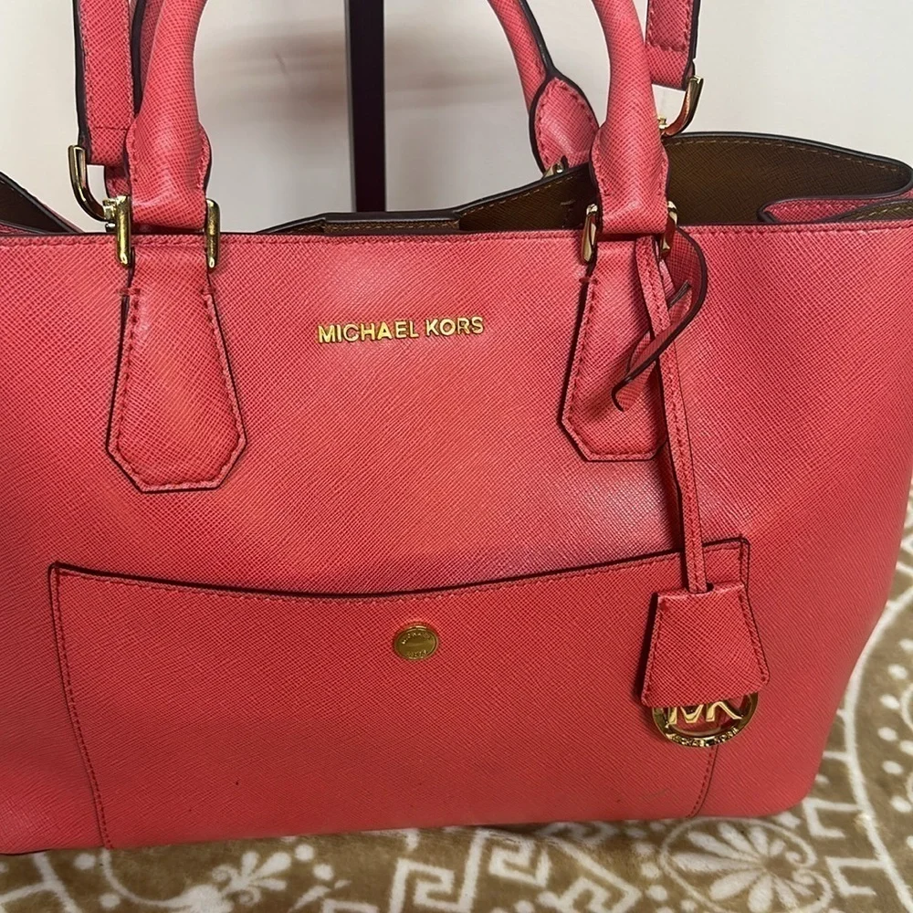 Michael Kors Greenwich Large Tote Grab Bag Watermelon/Luggage/Tote/Crossbody